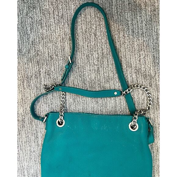 Michael Kors Green Teal Jet Set Chain Handle Leather Shoulder Bag Hand Bag - Picture 5 of 10